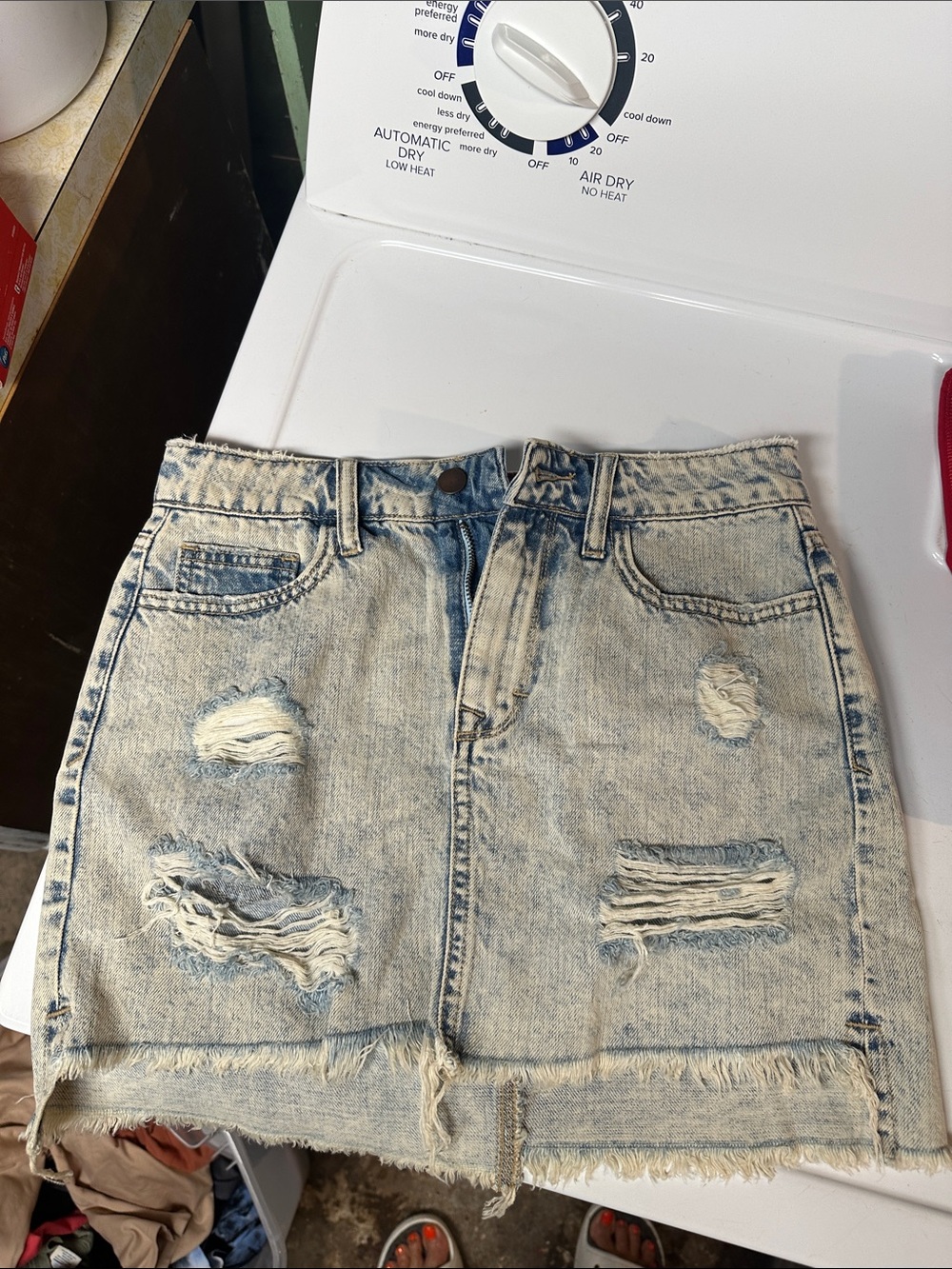 Forever 21 Light Blue Distressed Denim Mini Skirt